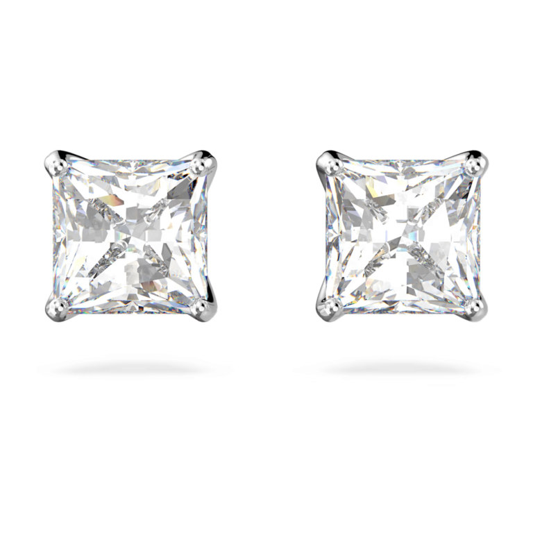 attract-stud-earrings--square-cut--white--rhodium-plated-swarovski-5509936